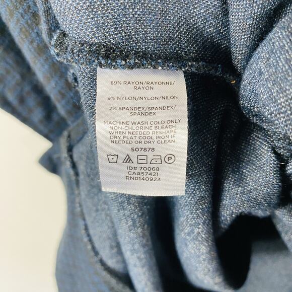 Lou & Grey For LOFT Size Large XL Plaid Ponte Knit Dolman Sleeve Top Navy Blue - Picture 7 of 7